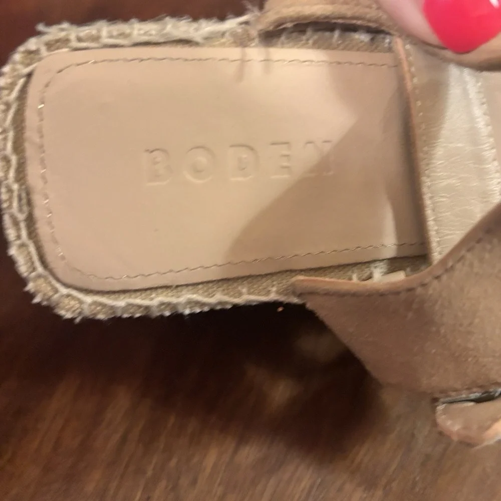 Boden Beige Leather Espadrille Platform‎ Wedge Sandals Women's EU 38 US 7.5 8